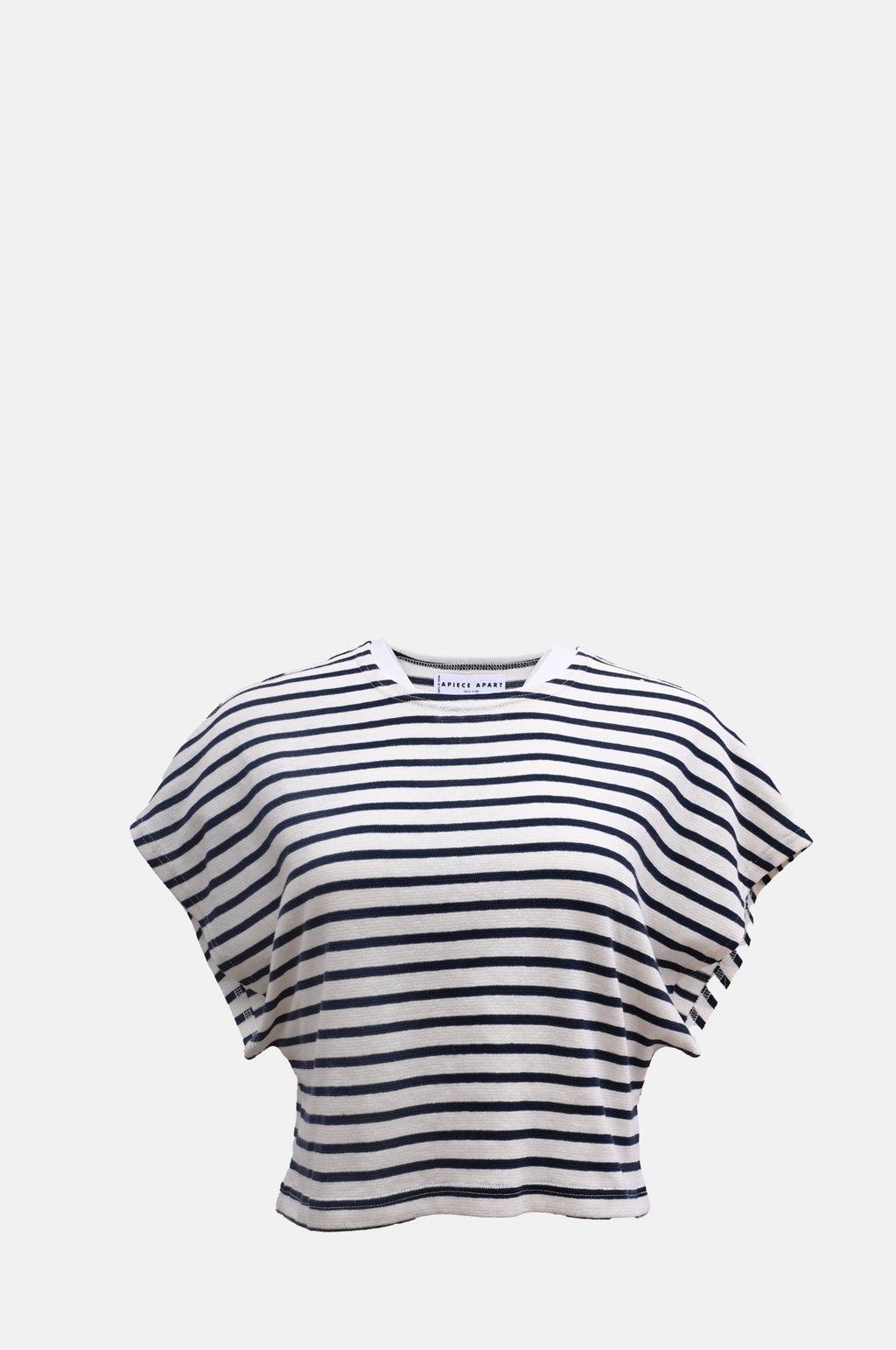 Apiece Apart Luju Crop Tee Navy Cream Stripe.