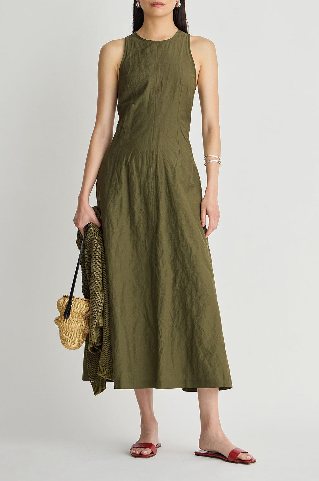Sculpted Uma Sleeveless Maxi Dark Olive