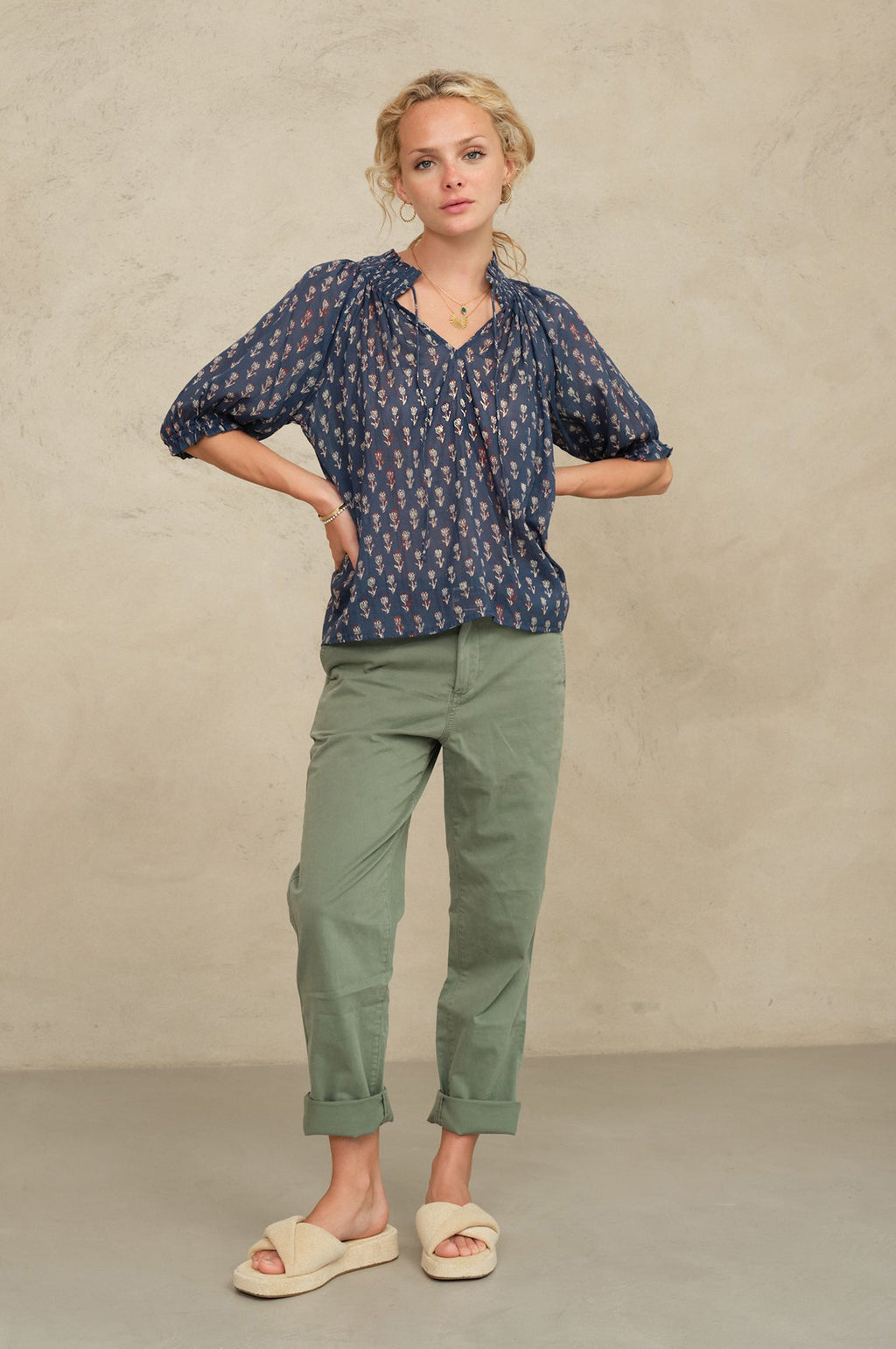 Ari Print S/S Top Indigo