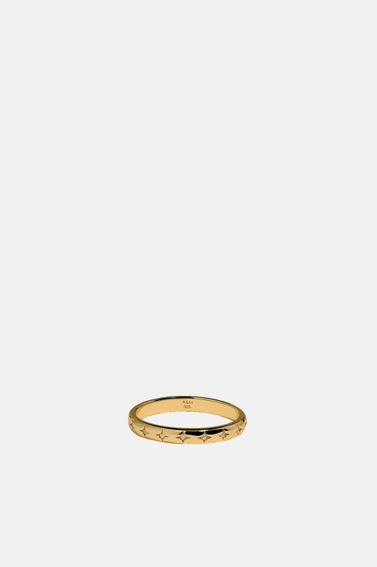 Cosmic Star Band Ring in Gold