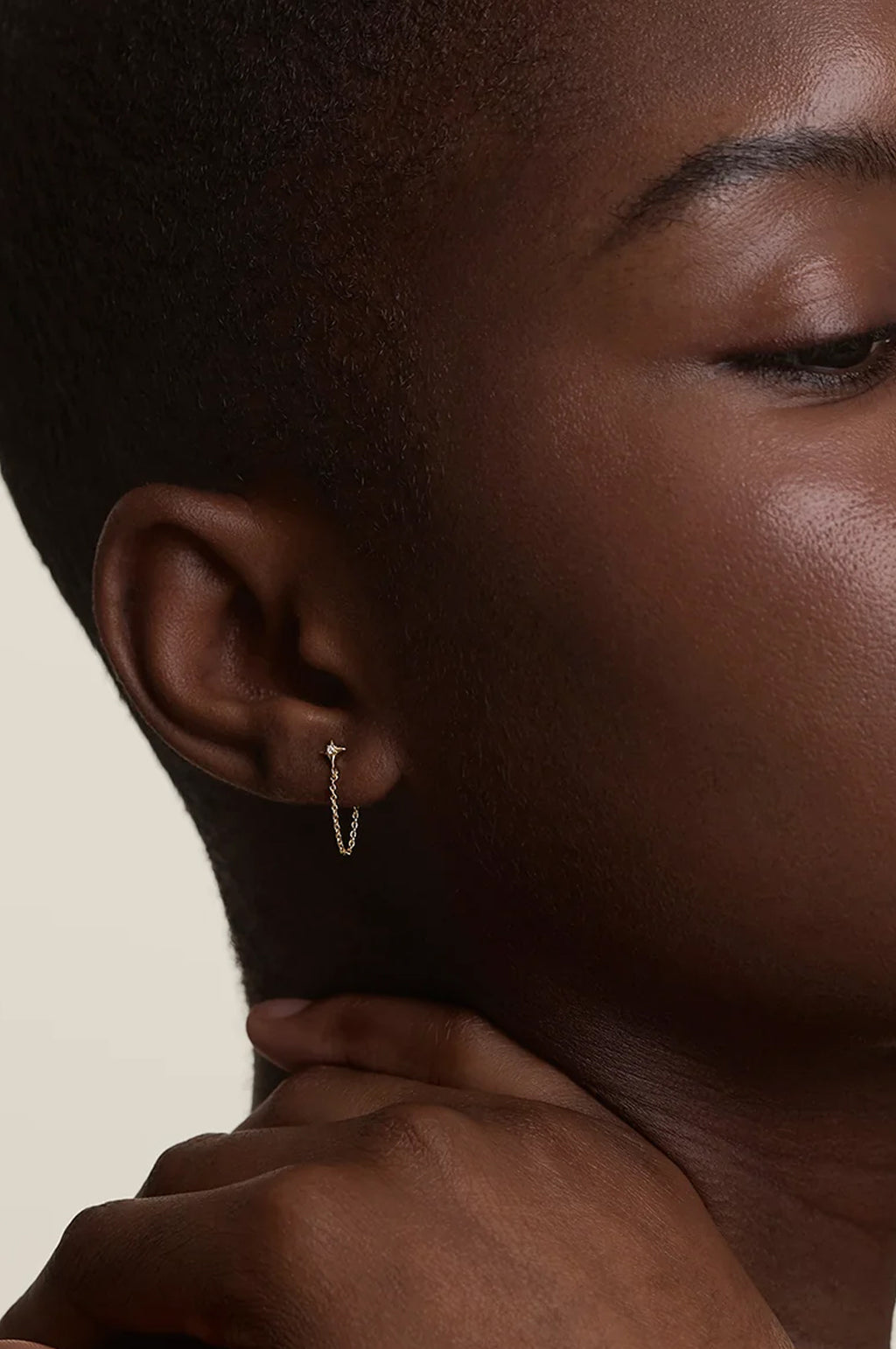 Cosmic Star Chain Stud Earrings in Gold