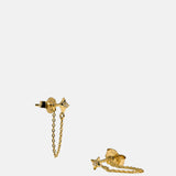Astrid & Miyu Cosmic Star Chain Stud Earrings in Gold.