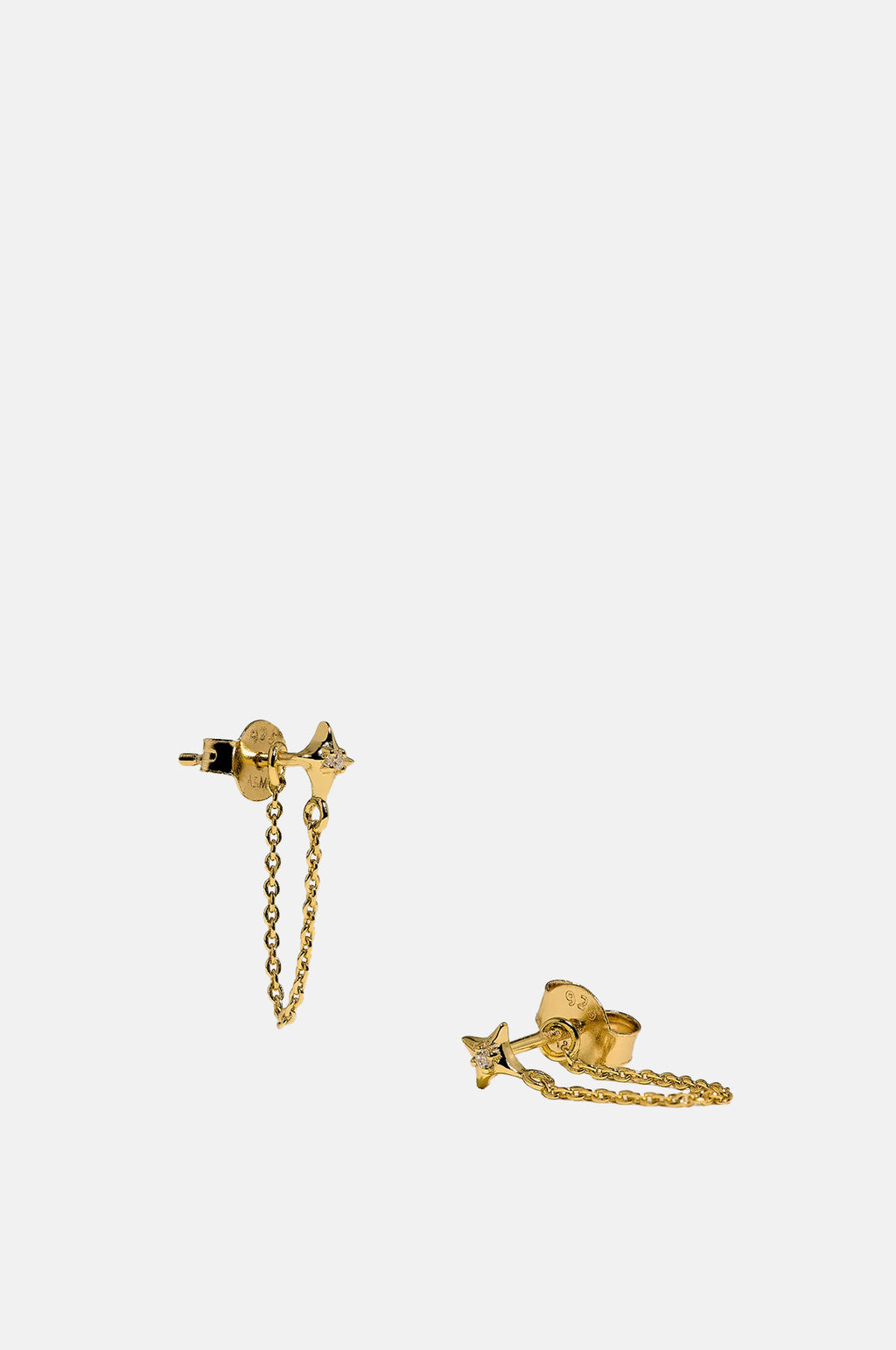 Astrid & Miyu Cosmic Star Chain Stud Earrings in Gold.
