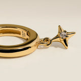 Cosmic Star Charm Huggies in Gold