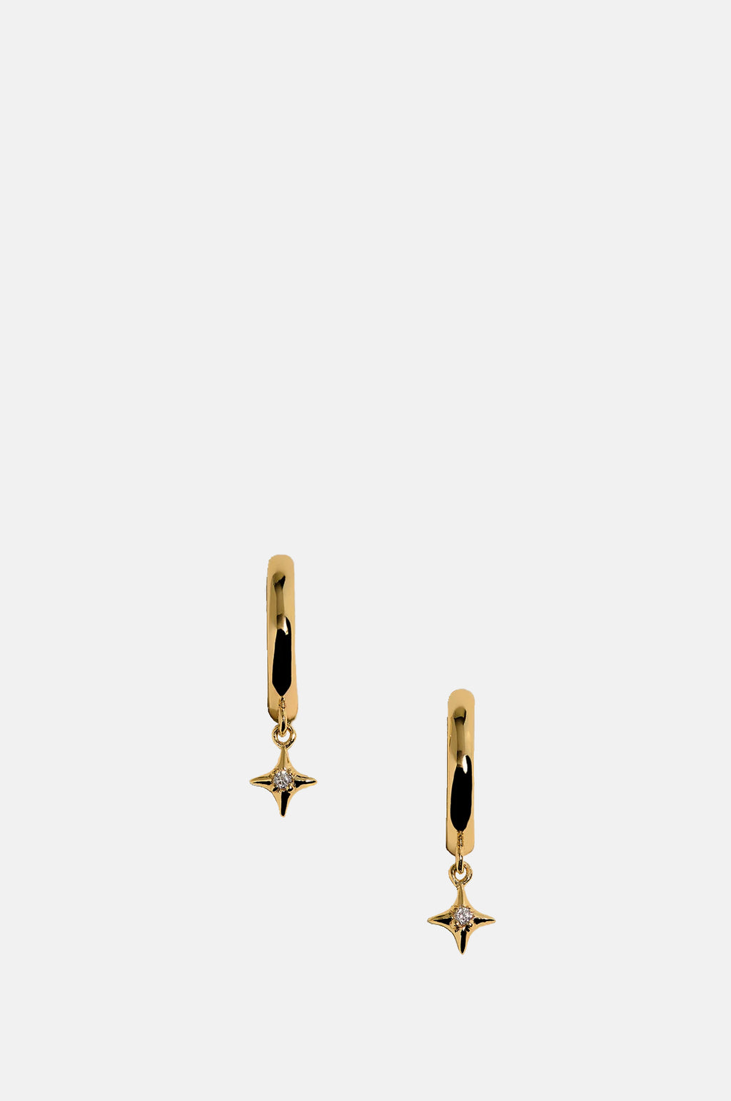 Astrid & Miyu Cosmic Star Charm Huggies in Gold.