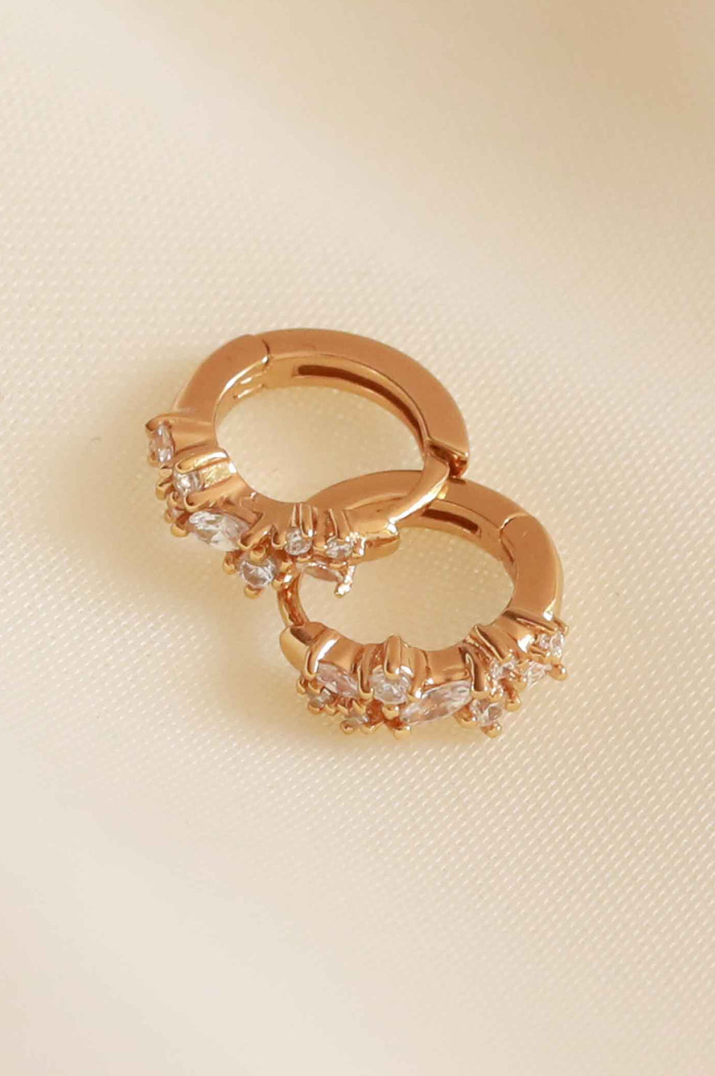 Crystal Cluster Huggies in Gold