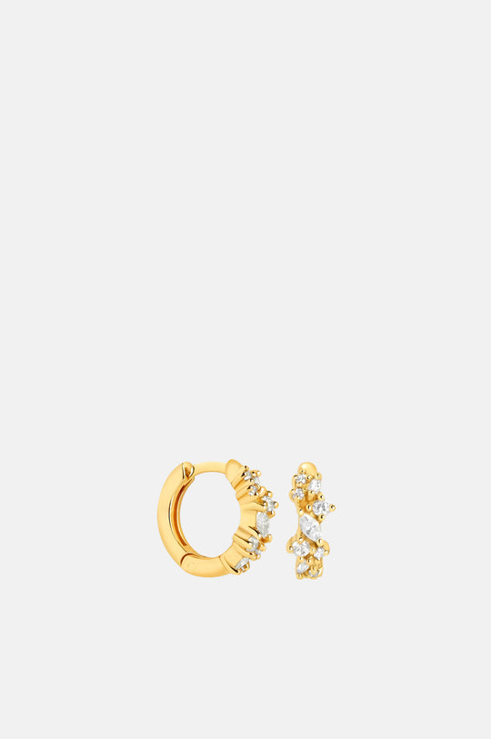 Crystal Cluster Huggies in Gold