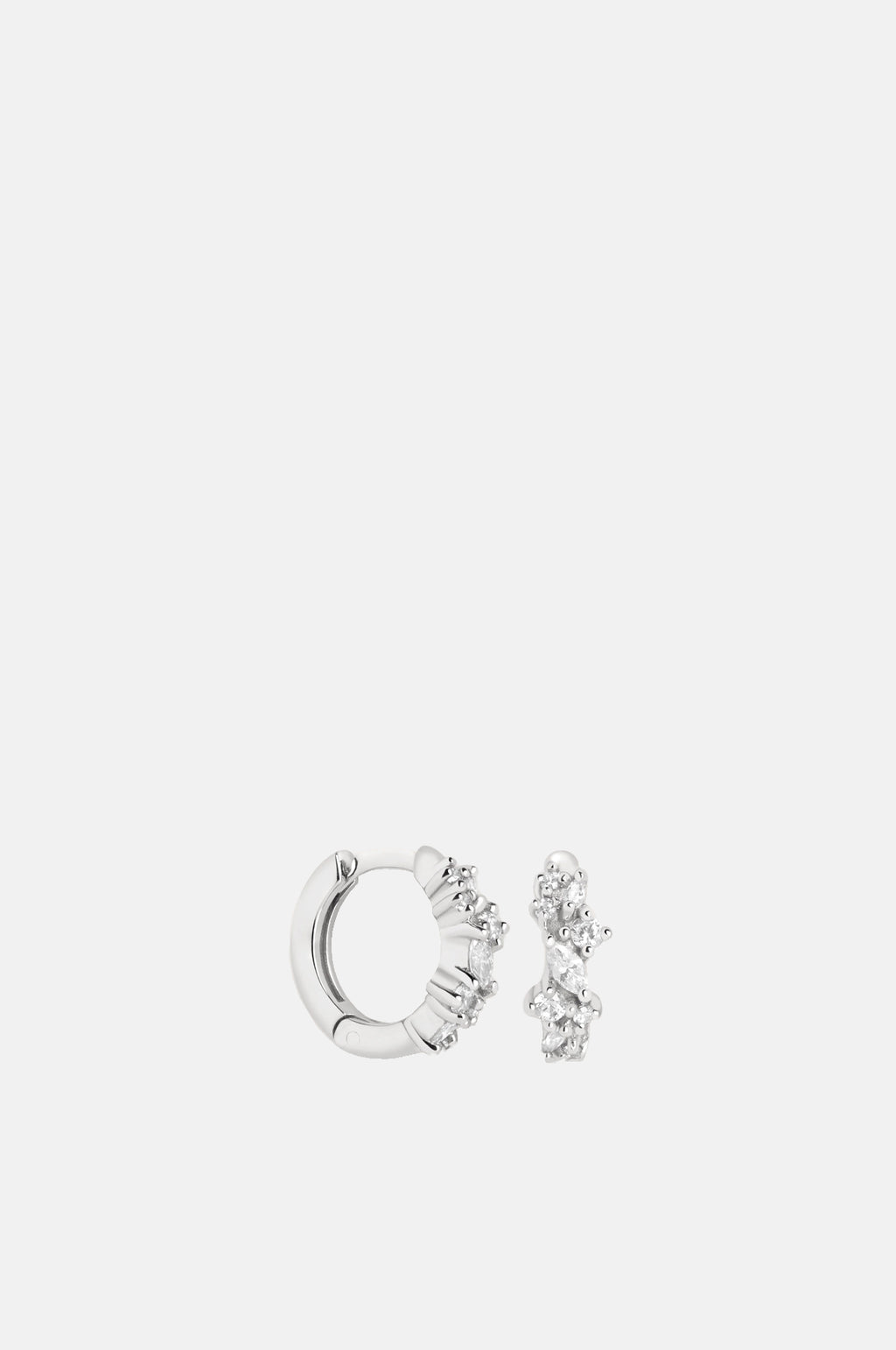 Astrid & Miyu Crystal Cluster Huggies in Silver.