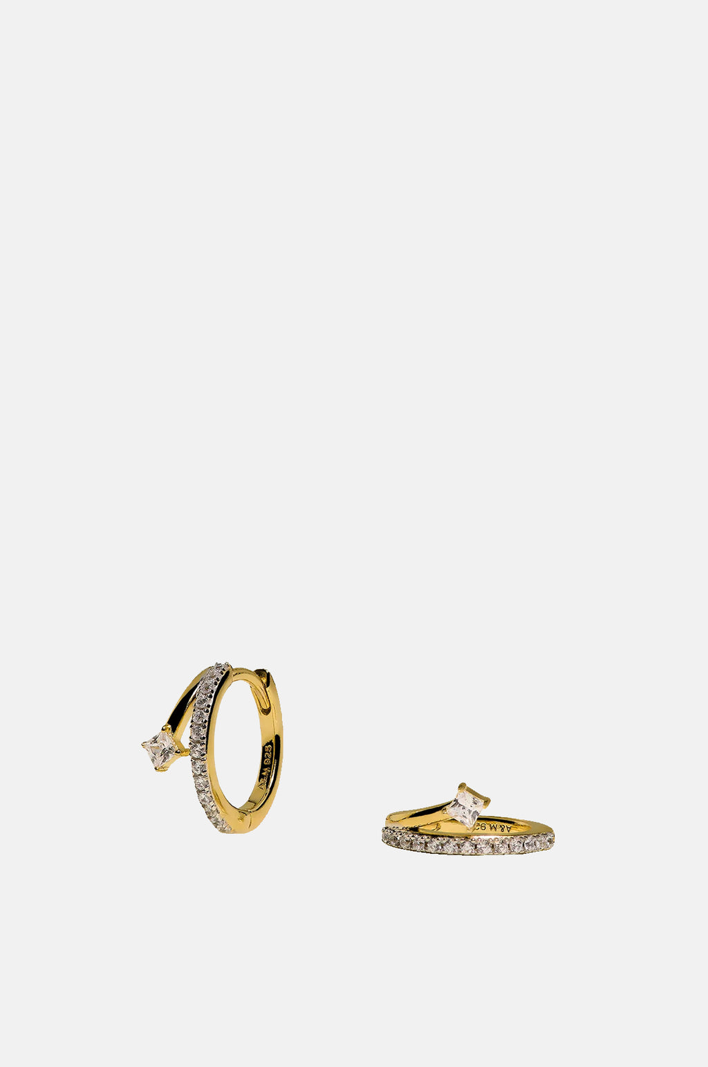 Astrid & Miyu Crystal Illusion Huggies in Gold.