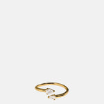 Astrid & Miyu Crystal Pear Open Ring in Gold.