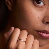 Crystal Pear Open Ring in Gold