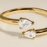 Crystal Pear Open Ring in Gold