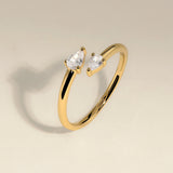 Crystal Pear Open Ring in Gold