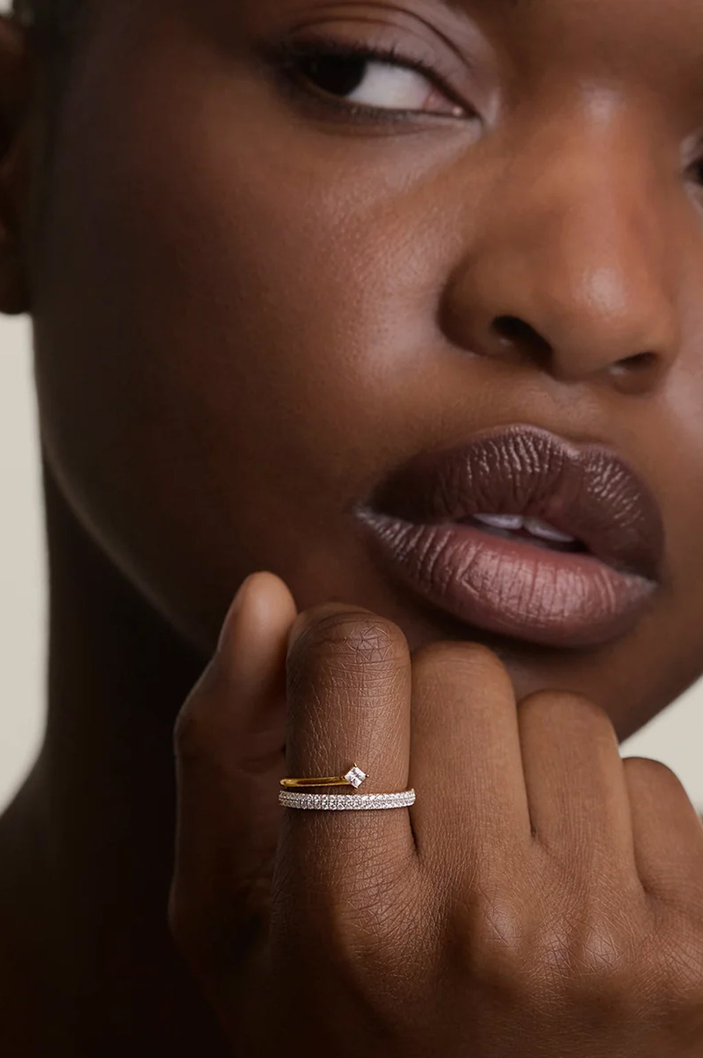 Crystal Spiral Ring in Gold