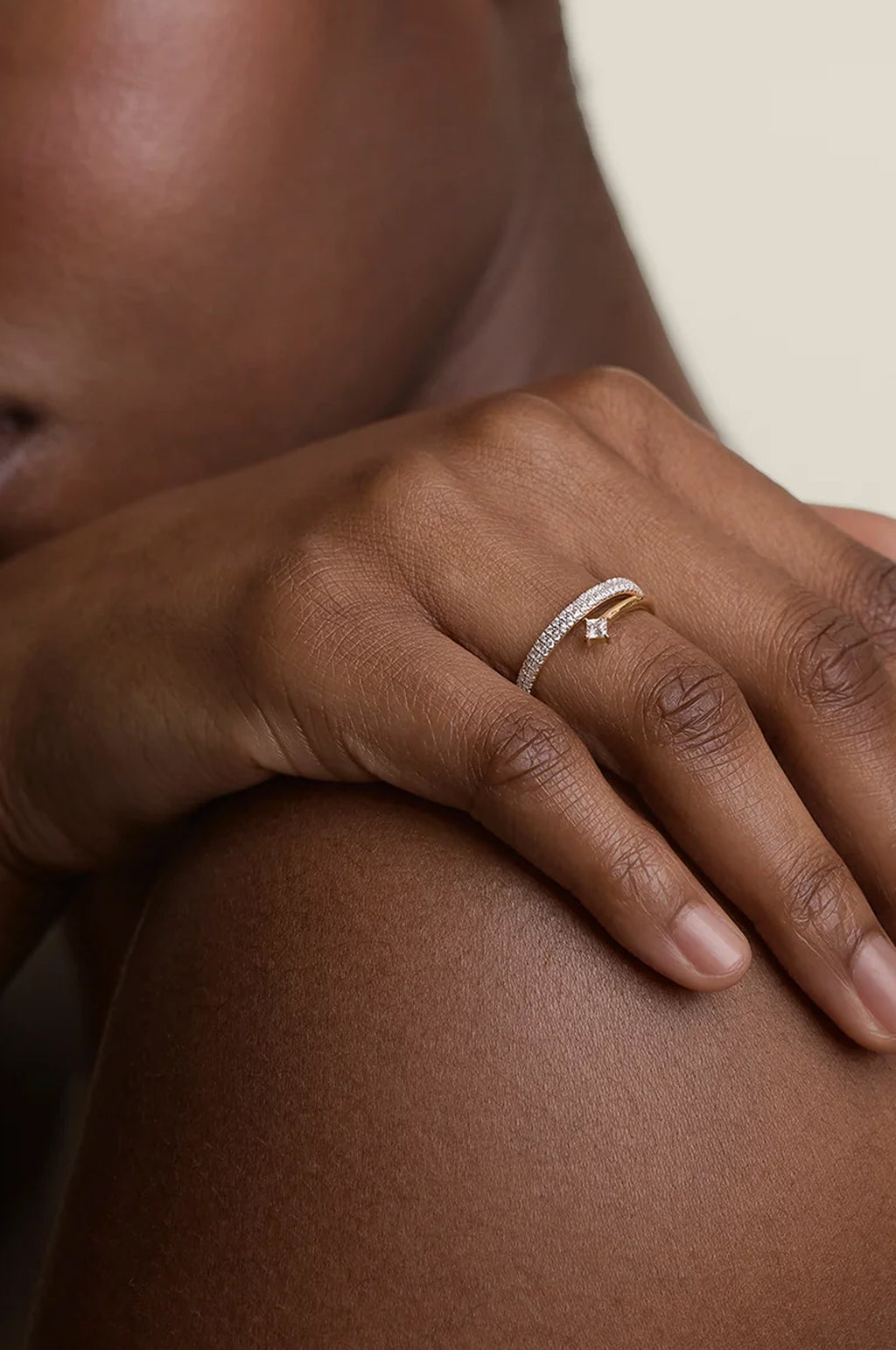 Crystal Spiral Ring in Gold