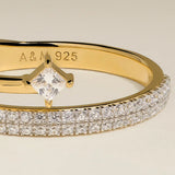 Crystal Spiral Ring in Gold
