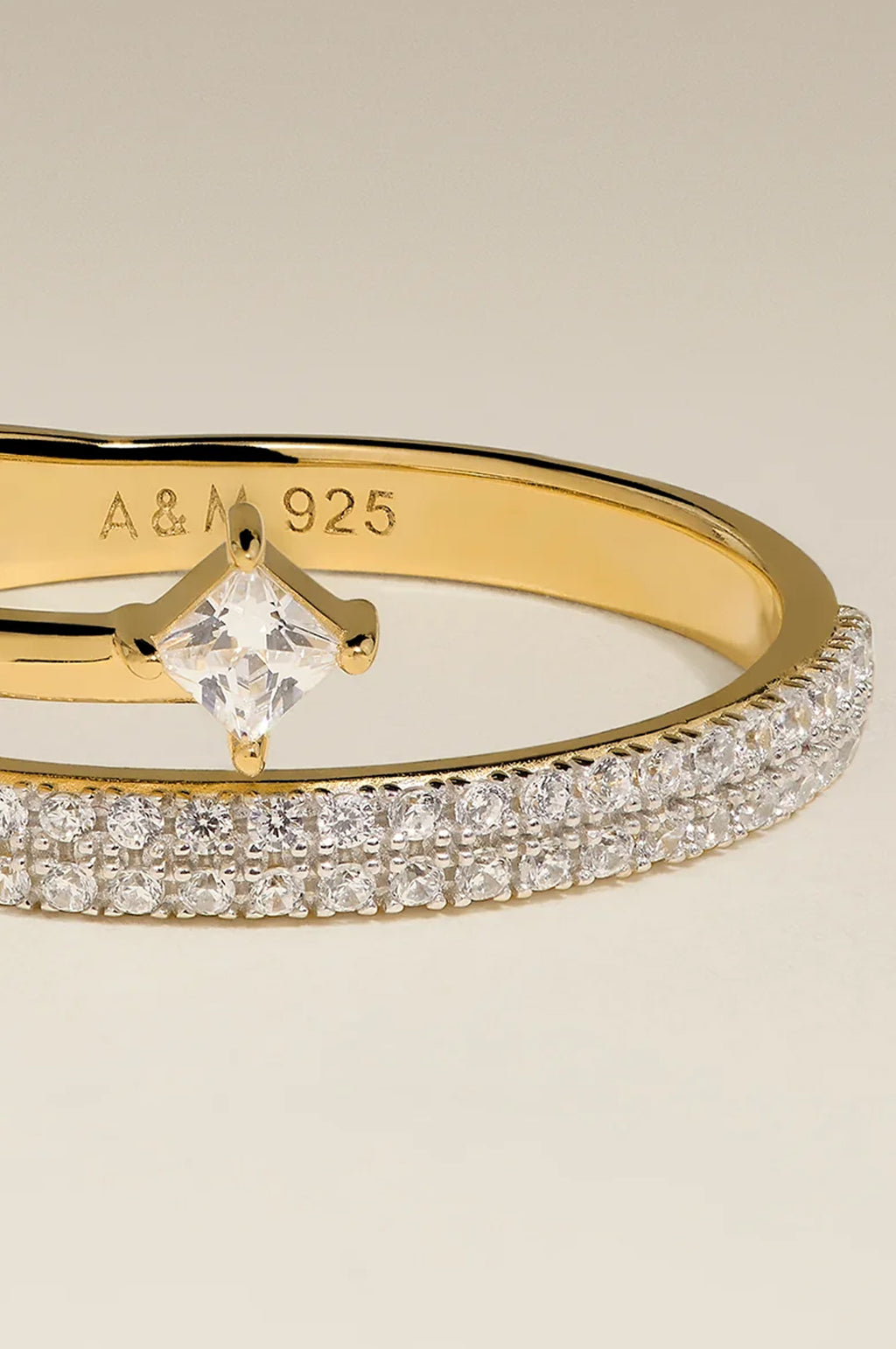 Crystal Spiral Ring in Gold