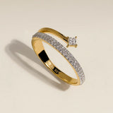 Crystal Spiral Ring in Gold