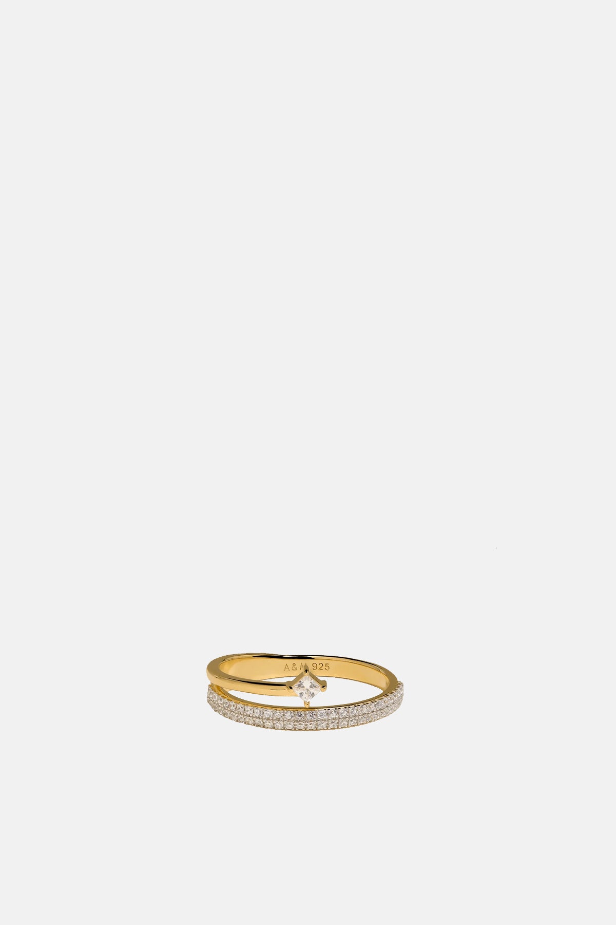 Astrid & Miyu Crystal Spiral Ring in Gold.