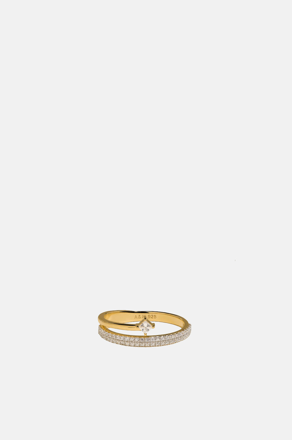 Astrid & Miyu Crystal Spiral Ring in Gold.