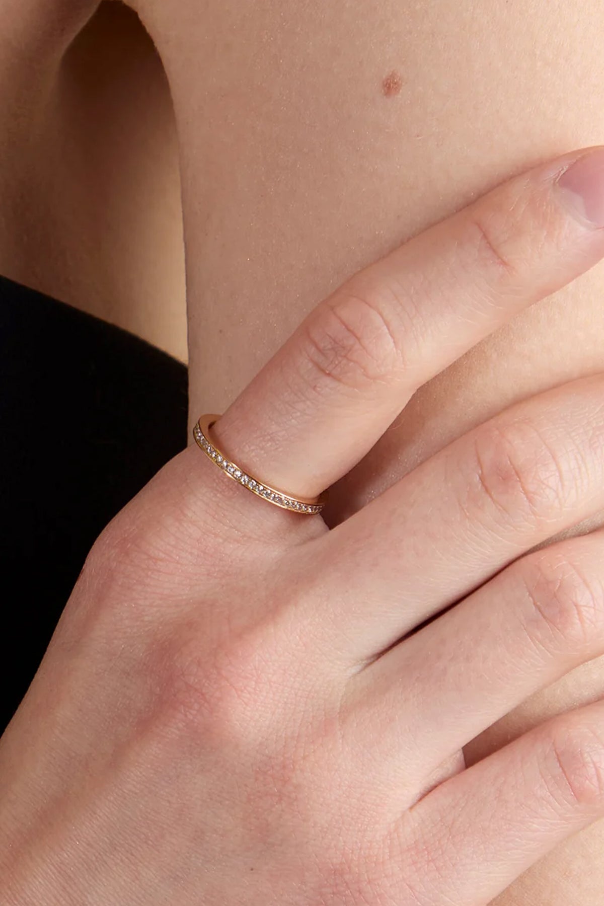 Crystal Stacking Ring in Gold