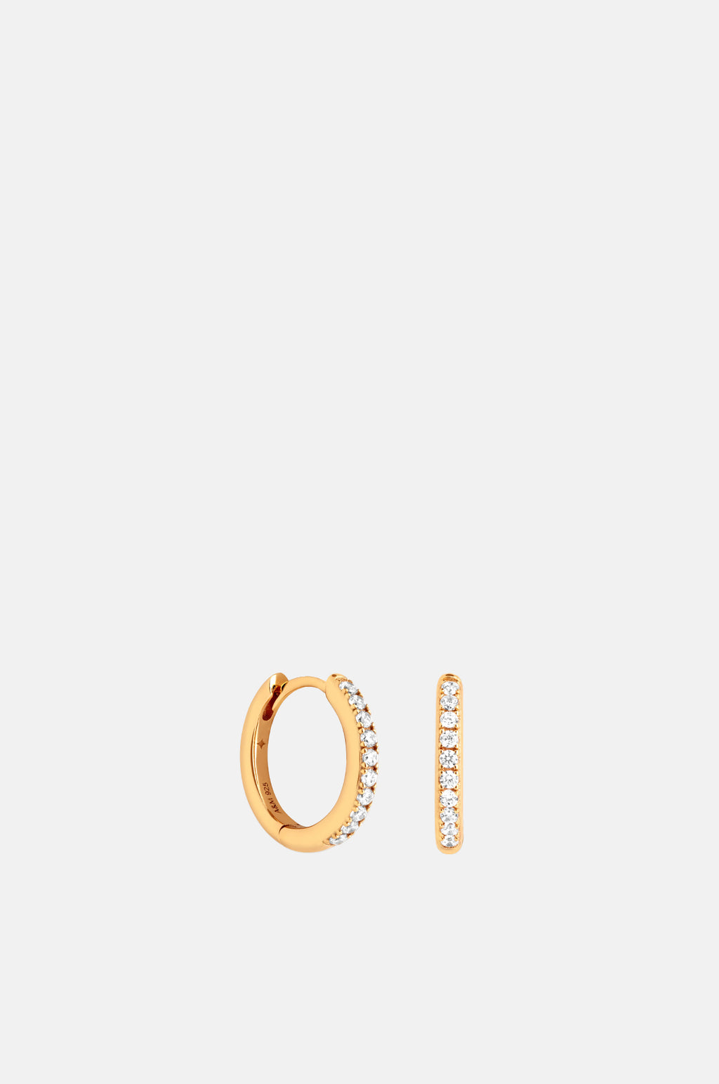 Astrid & Miyu Essential Crystal Small Hoops in Gold.