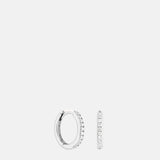 Astrid & Miyu Essential Crystal Small Hoops in Silver.