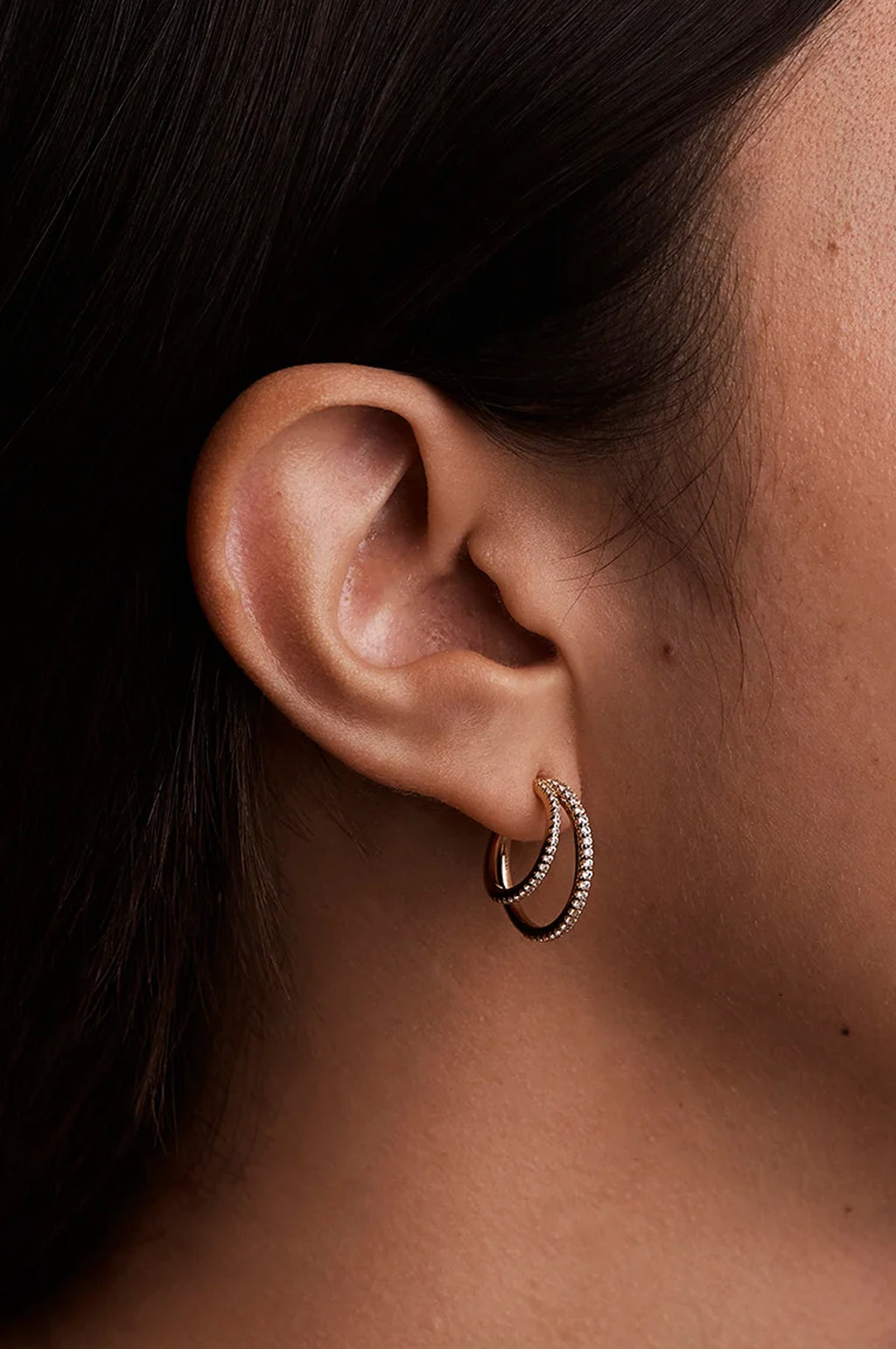 Illusion Crystal Hoops in Gold