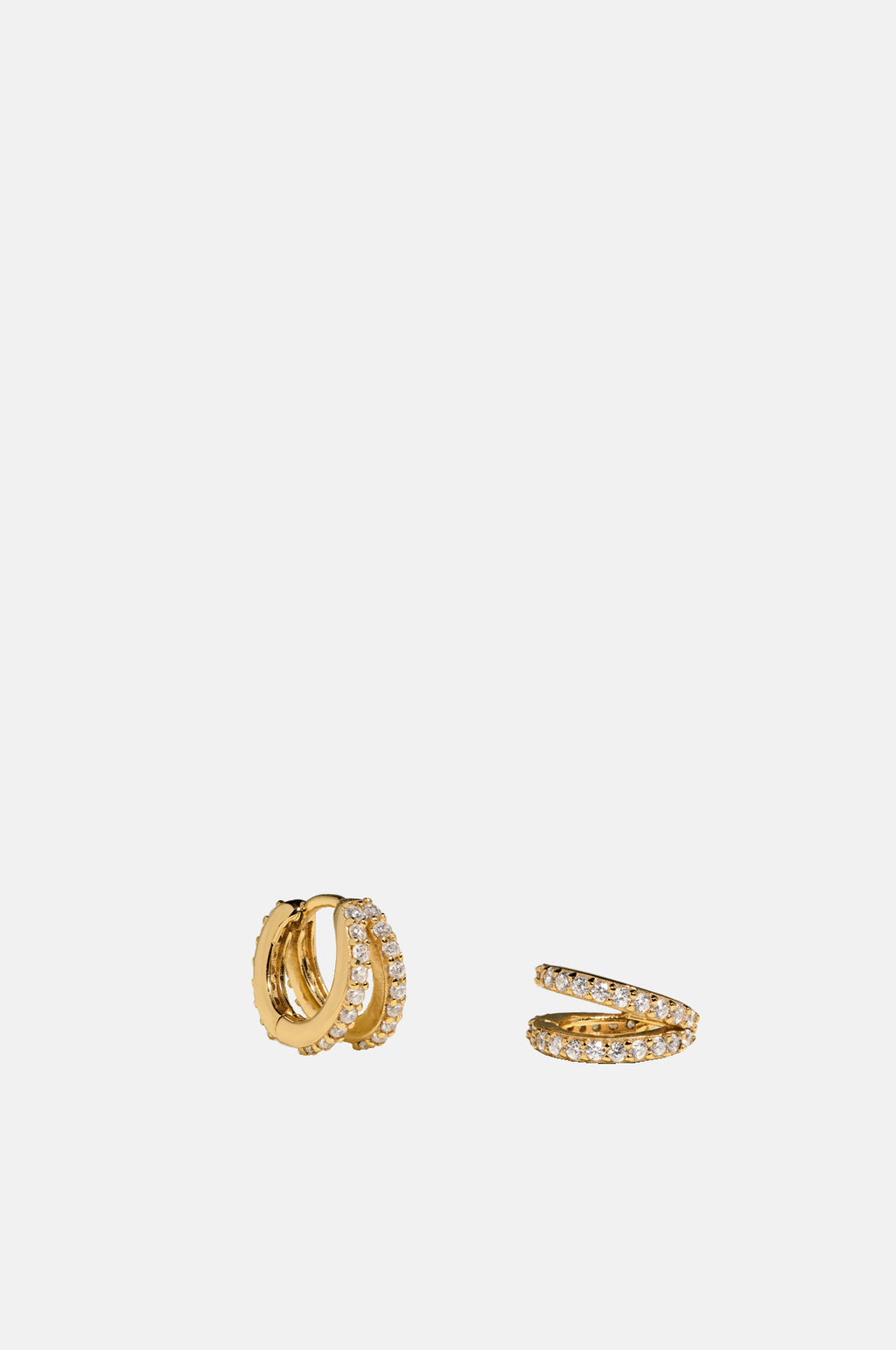 Astrid & Miyu Illusion Crystal Huggies in Gold.