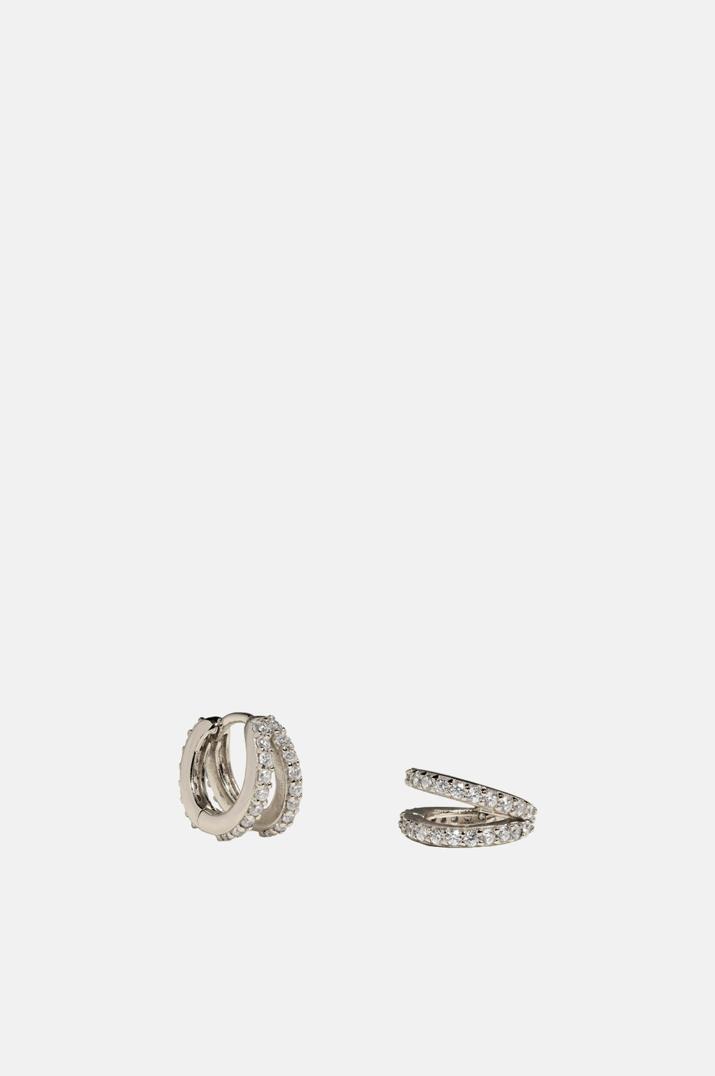 Astrid & Miyu Illusion Crystal Huggies in Silver.