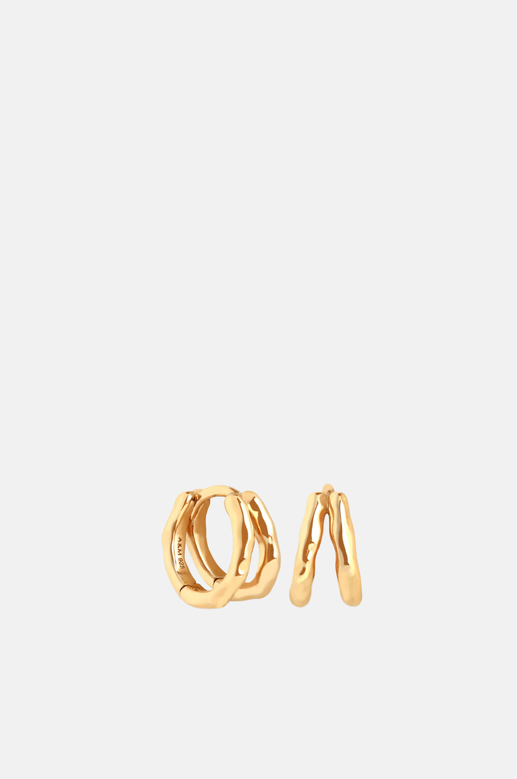 Astrid & Miyu Molten Textured Illusion Huggies in Gold.