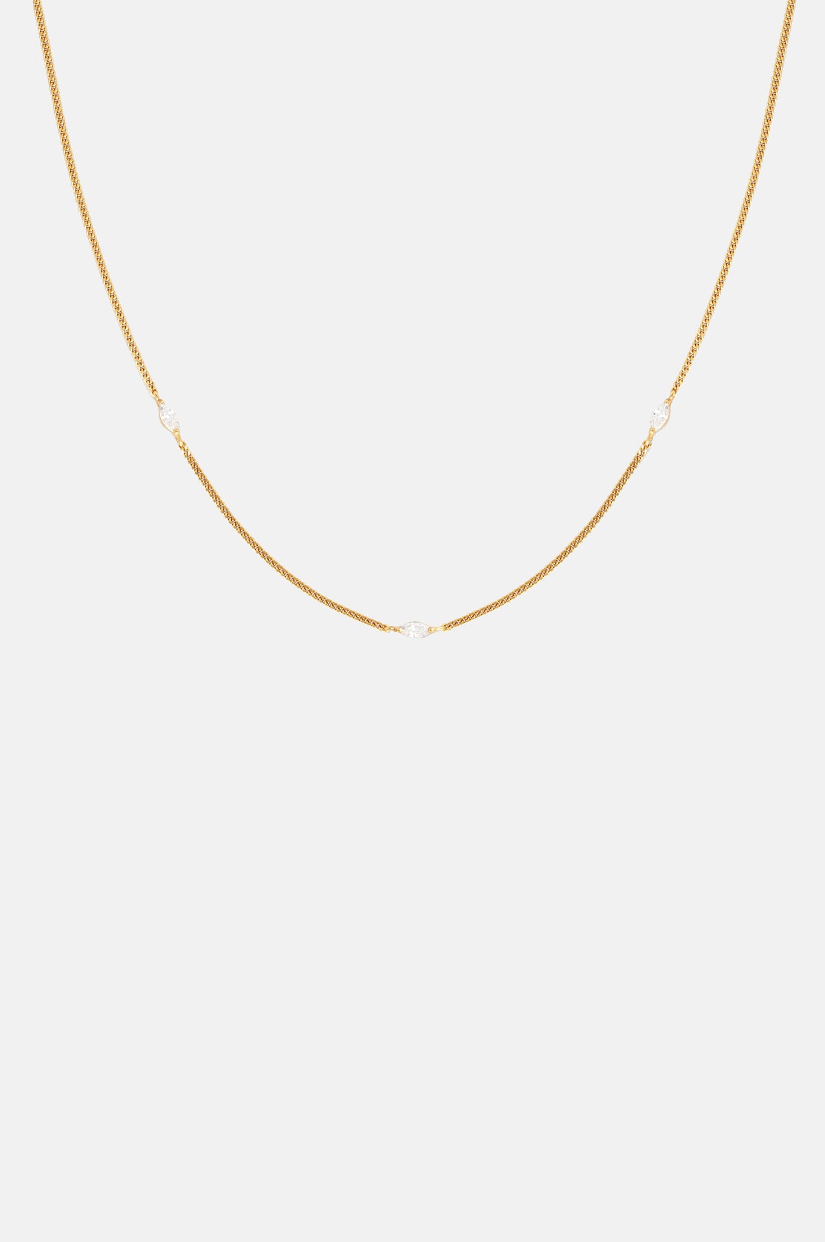 Astrid & Miyu Navette Crystal Necklace in Gold.