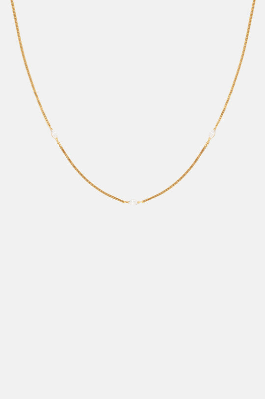 Navette Crystal Necklace in Gold