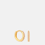 Astrid & Miyu Pink Tourmaline Birthstone Huggies in Gold.