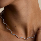 Scalloped Tennis Chain Necklace in Silver