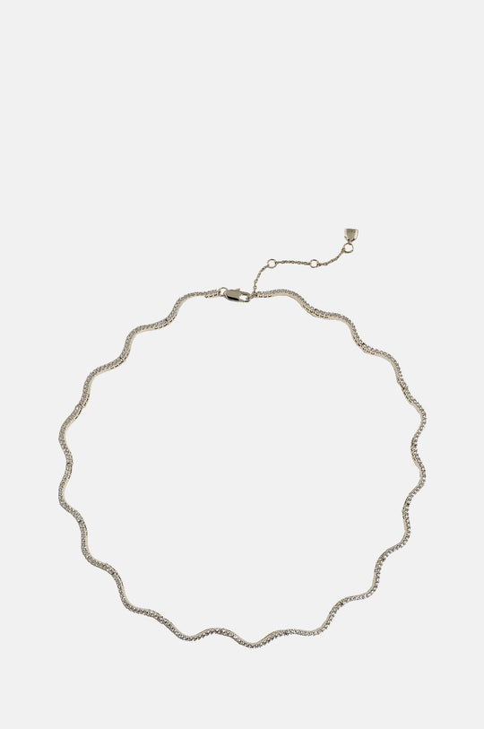 Scalloped Tennis Chain Necklace in Silver