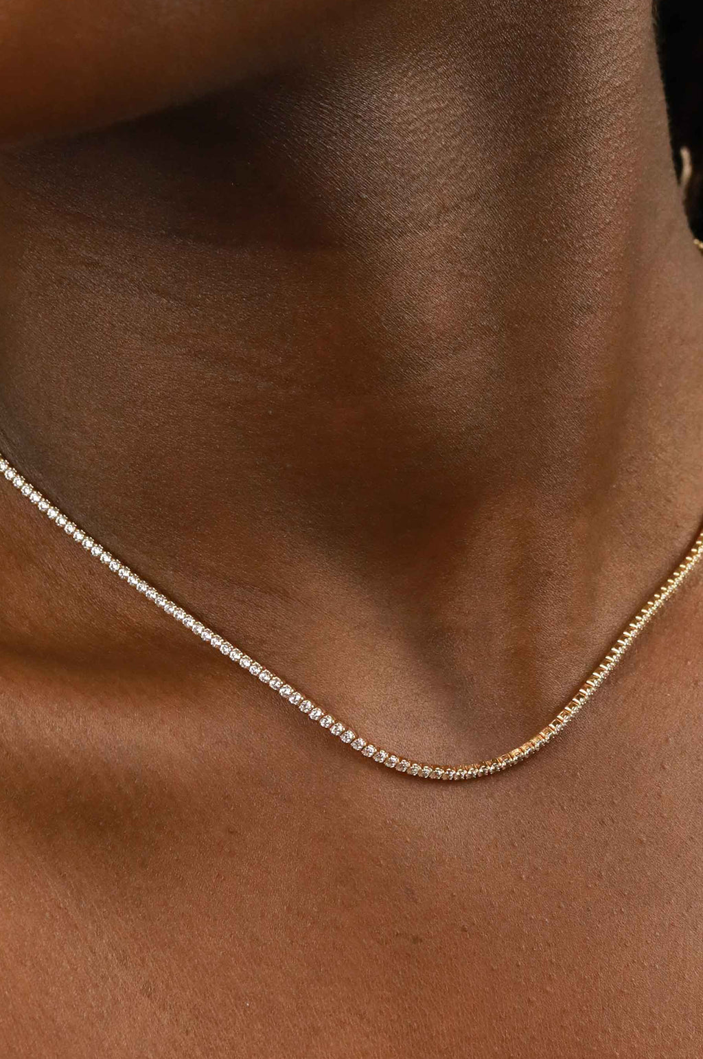 Tennis Chain Necklace in Gold