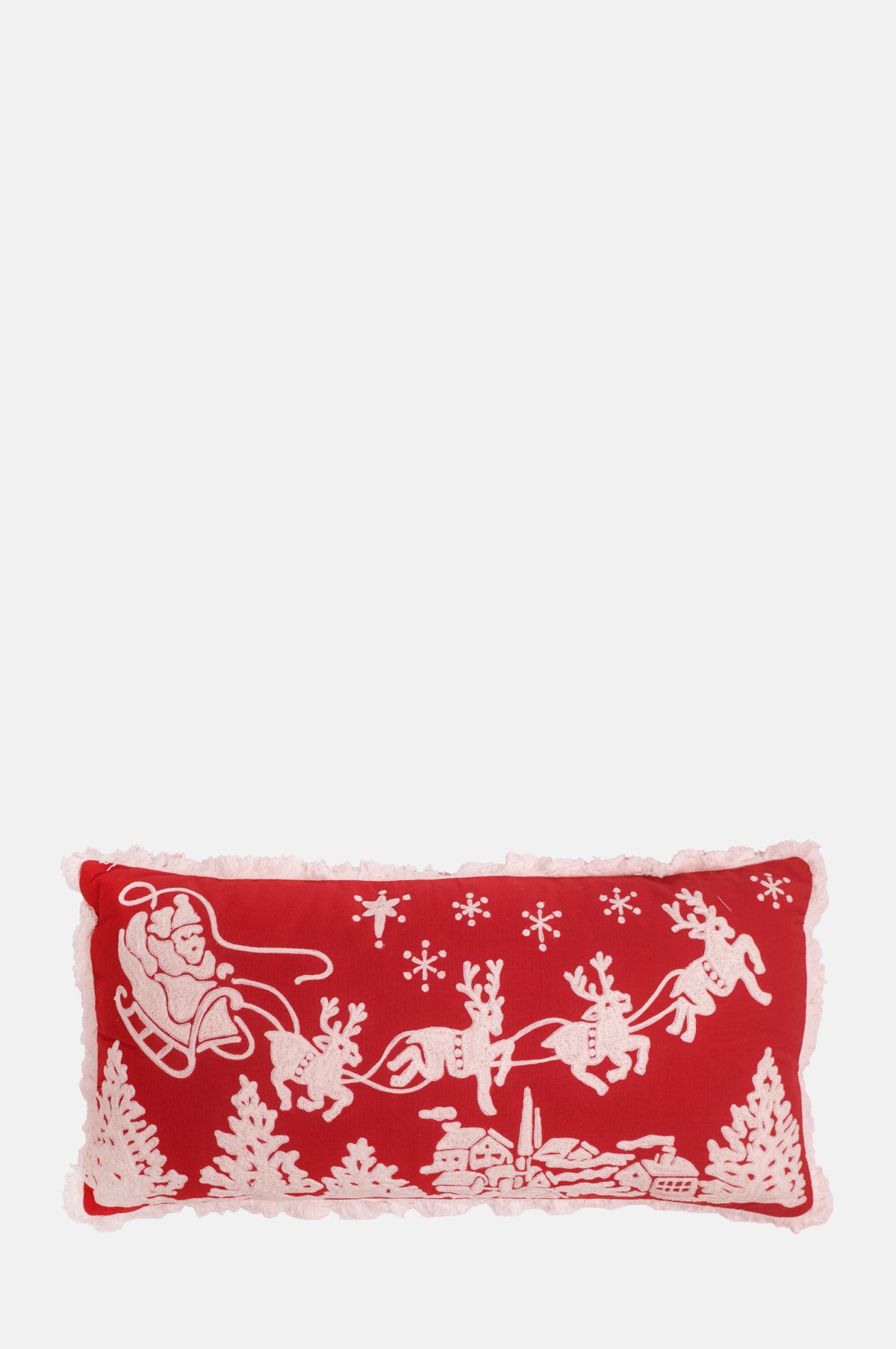 Audrey's Home and Gift Embroidered Santa' Sleigh Cushion.