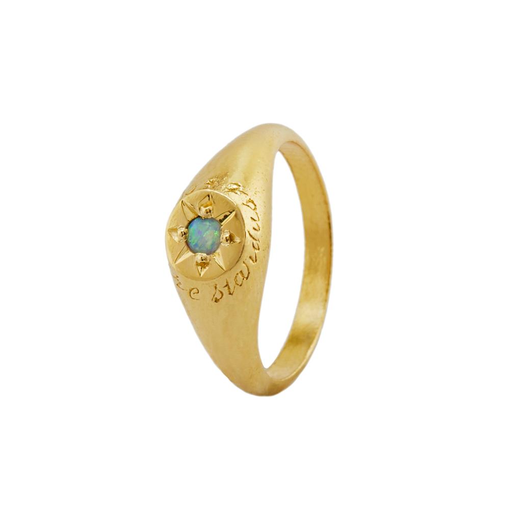 A.M. Opal Signet Ring with “A Star to Guide Me” Engraving Gold