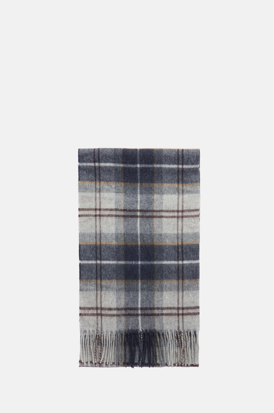 Wool Cashmere Tartan Scarf Grey Midnight Tartan