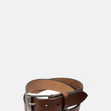 Barnes and Moore Garrison Belt Oak Bark Leather Conker Nickel.