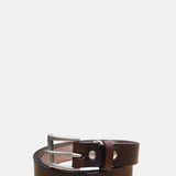 Barnes and Moore Garrison Slim Belt Oak Bark Leather Oxblood Nickel.