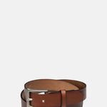 Barnes and Moore Slim Belt Oak Bark Leather Conker Nickel.