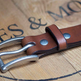 Slim Belt Oak Bark Leather Conker/Nickel
