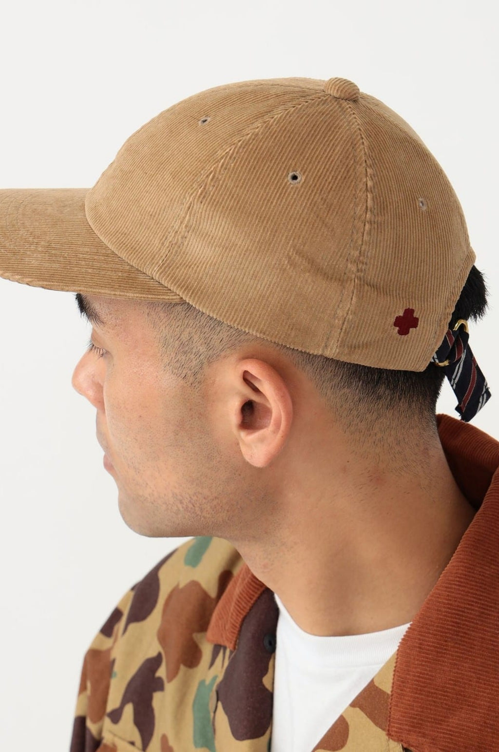 6 Panel Regimental Strap Corduroy Beige