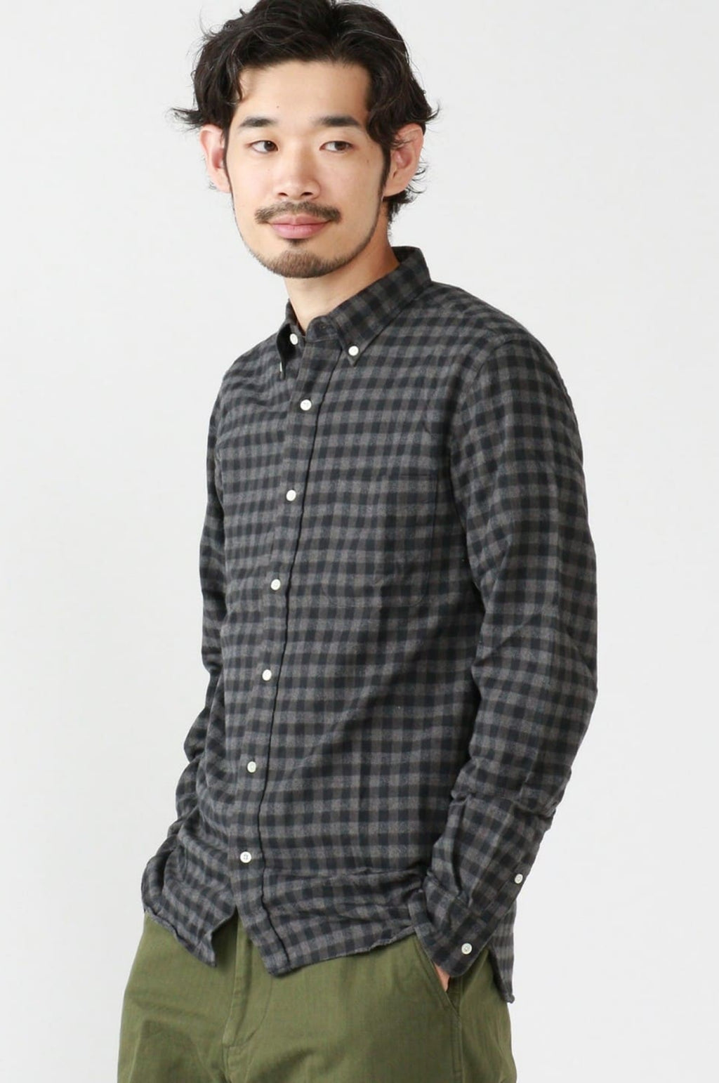 B.D. Gingham Check Shirt Shaggy Grey
