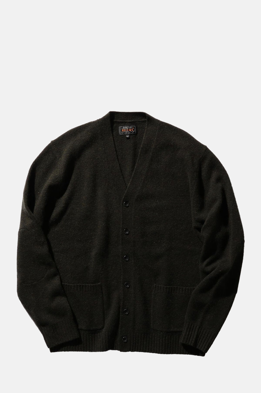 Beams Plus Cardigan Elbow Patch 7G Olive.