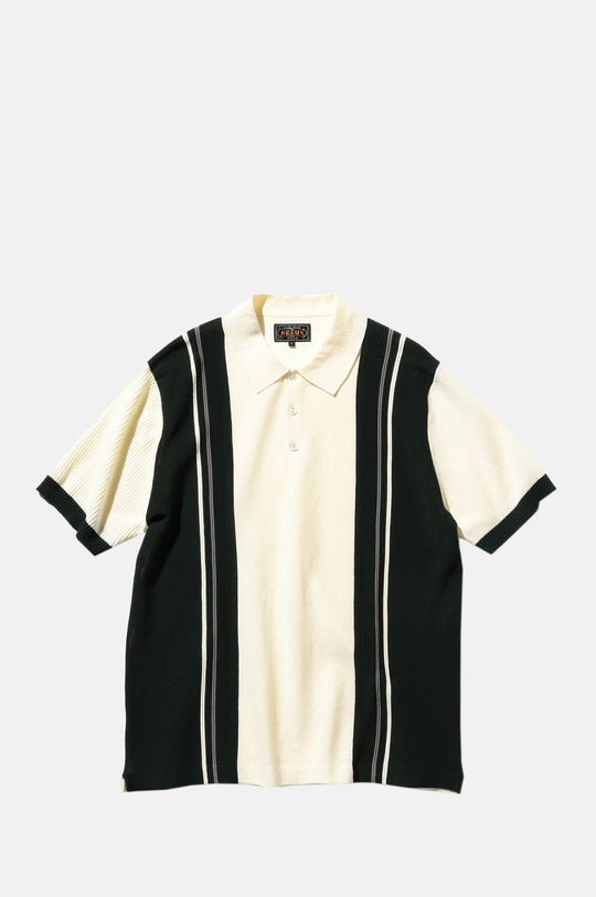 Knit Polo Stripe White