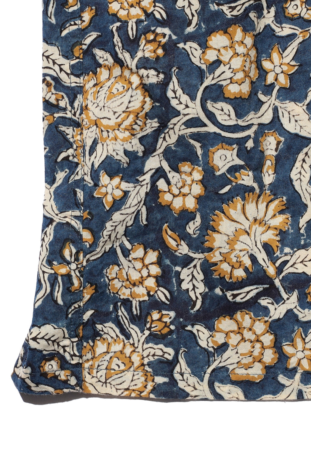 Open Collar Block Print Blue