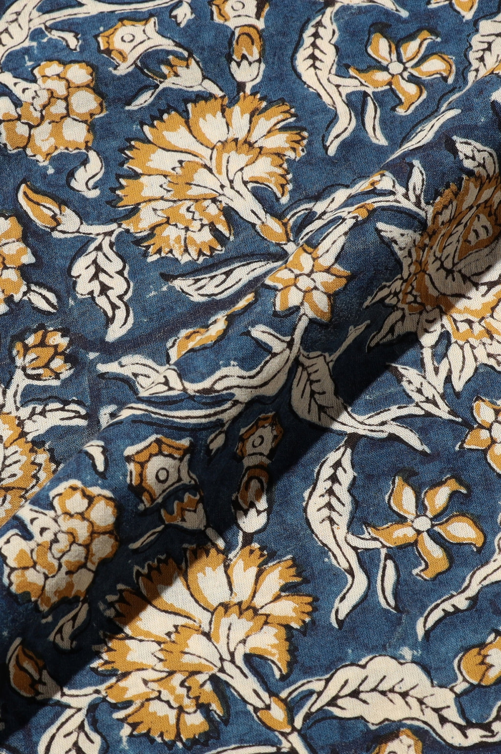 Open Collar Block Print Blue